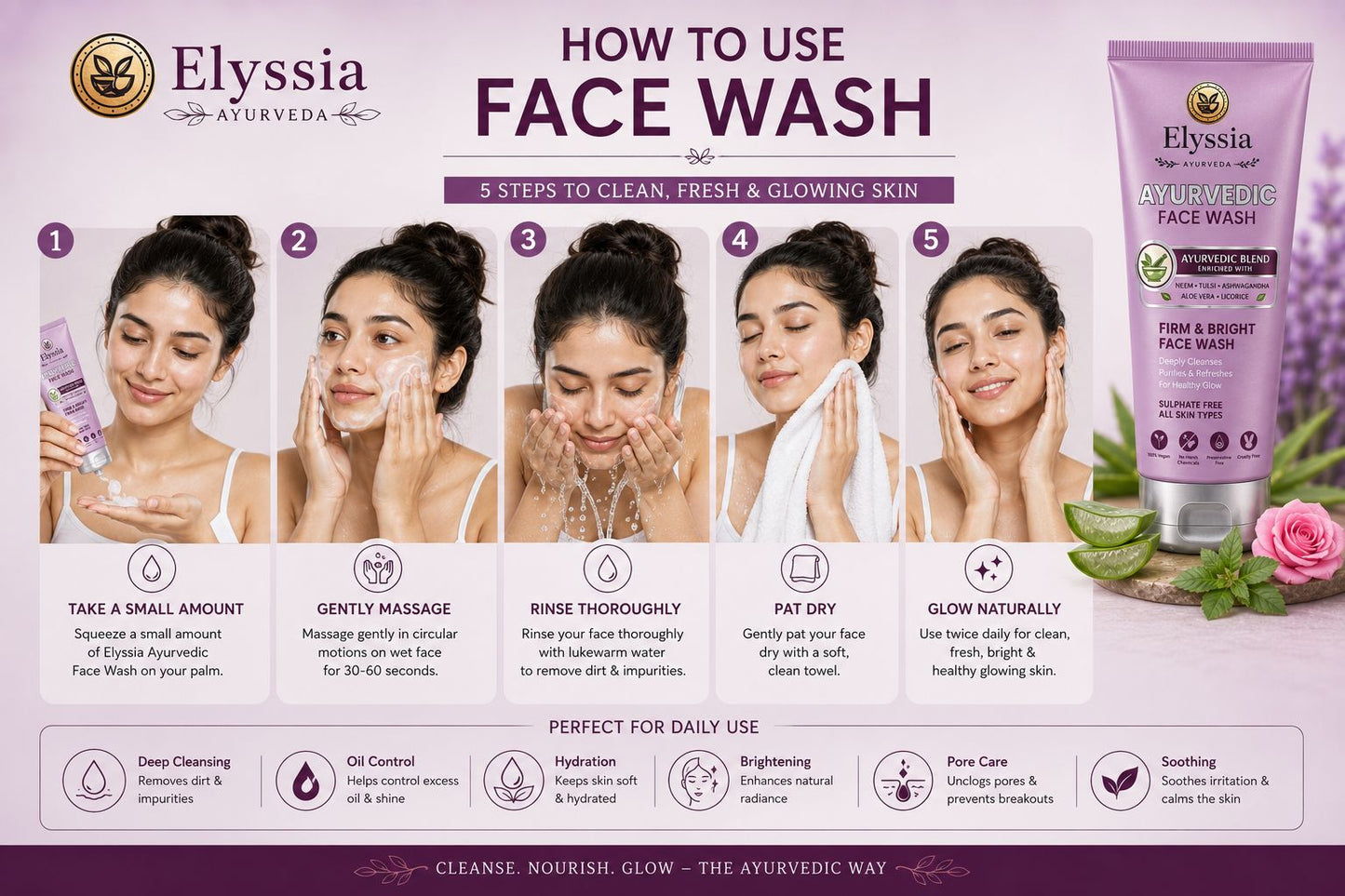 Elyssia Ayurvedic  Firm  &  Bright Face Wash