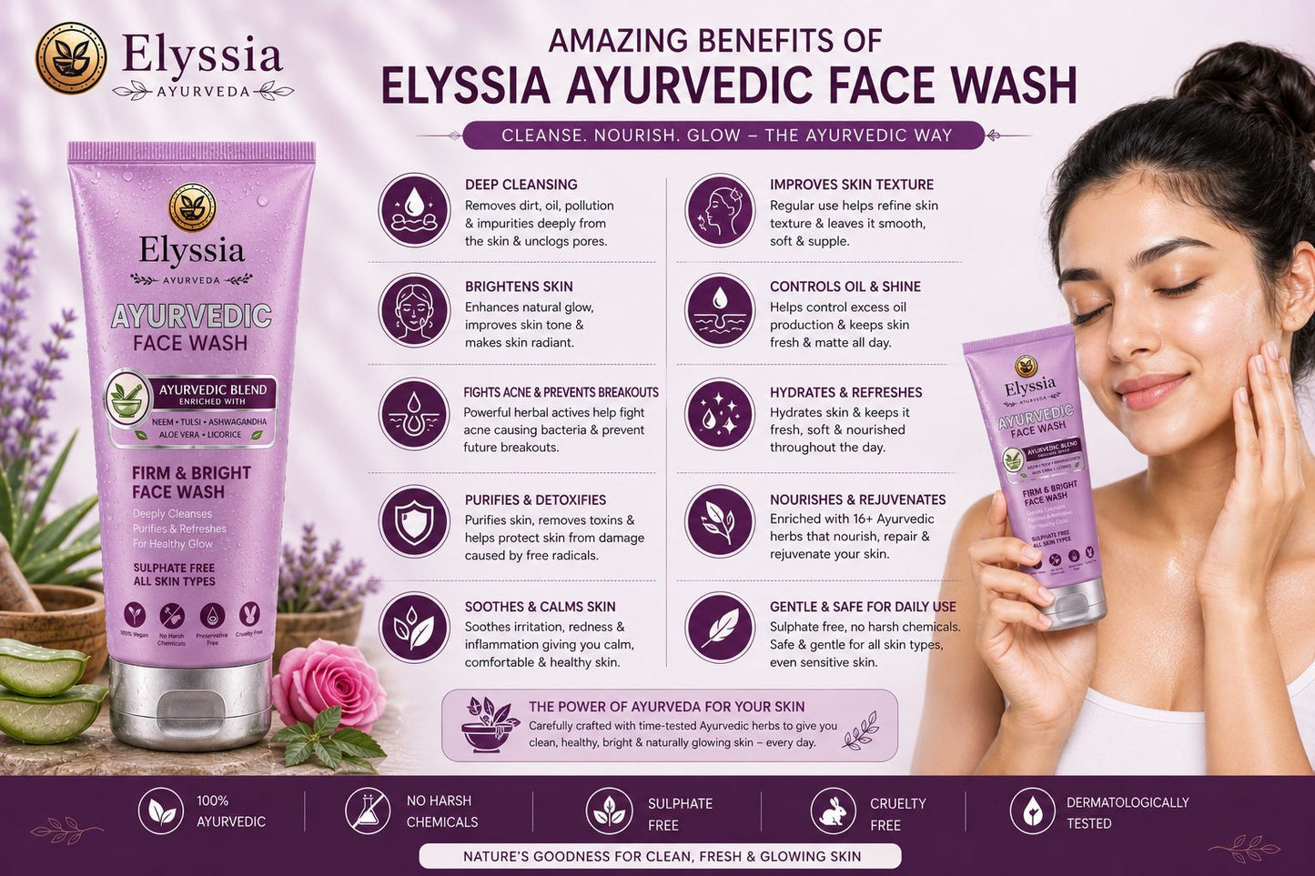 Elyssia Ayurvedic  Firm  &  Bright Face Wash